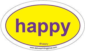 "happy" Oval Sticker
